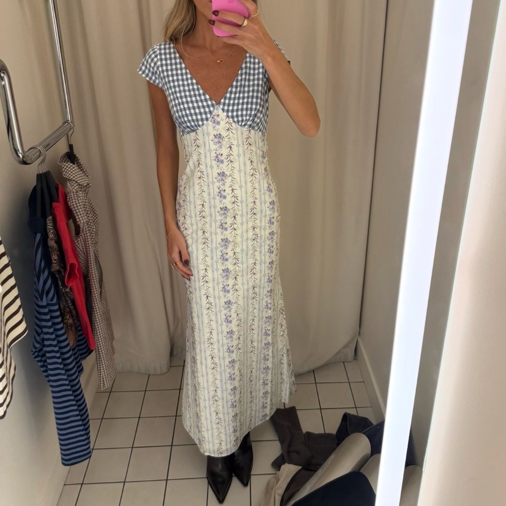 Princess Polly Elegant Floral and Gingham Maxi Dress